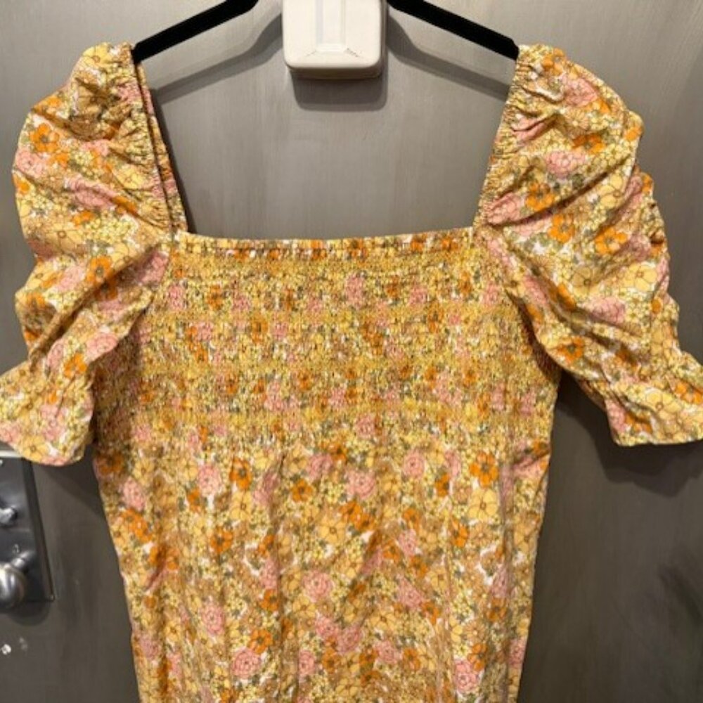 Retro & Other Stories cotton floral printed smock mini dress in multi - Picture 11 of 16